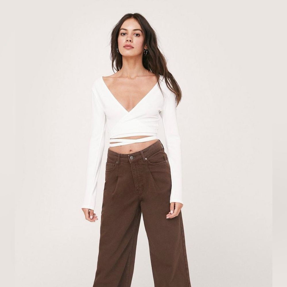 Ribbed Strappy Wrap Crop Top